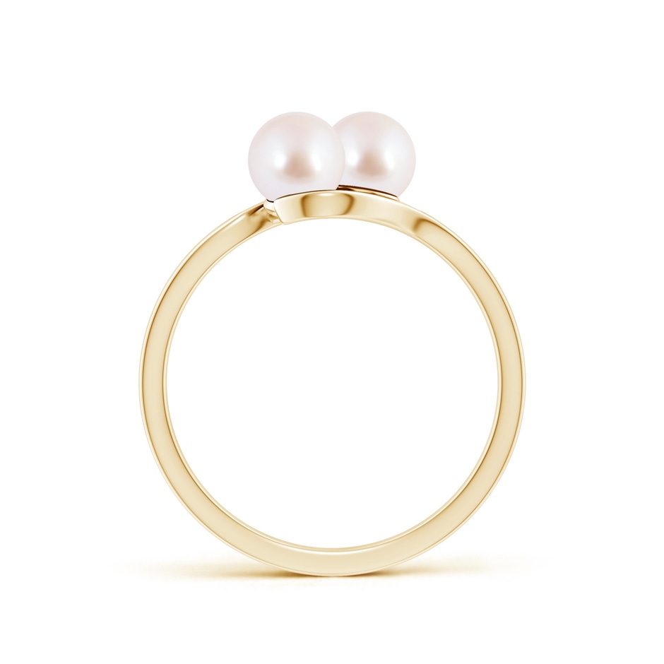 5mm AAA Dual Akoya Cultured Pearl Ring with Diamond Accents in Yellow Gold side 199