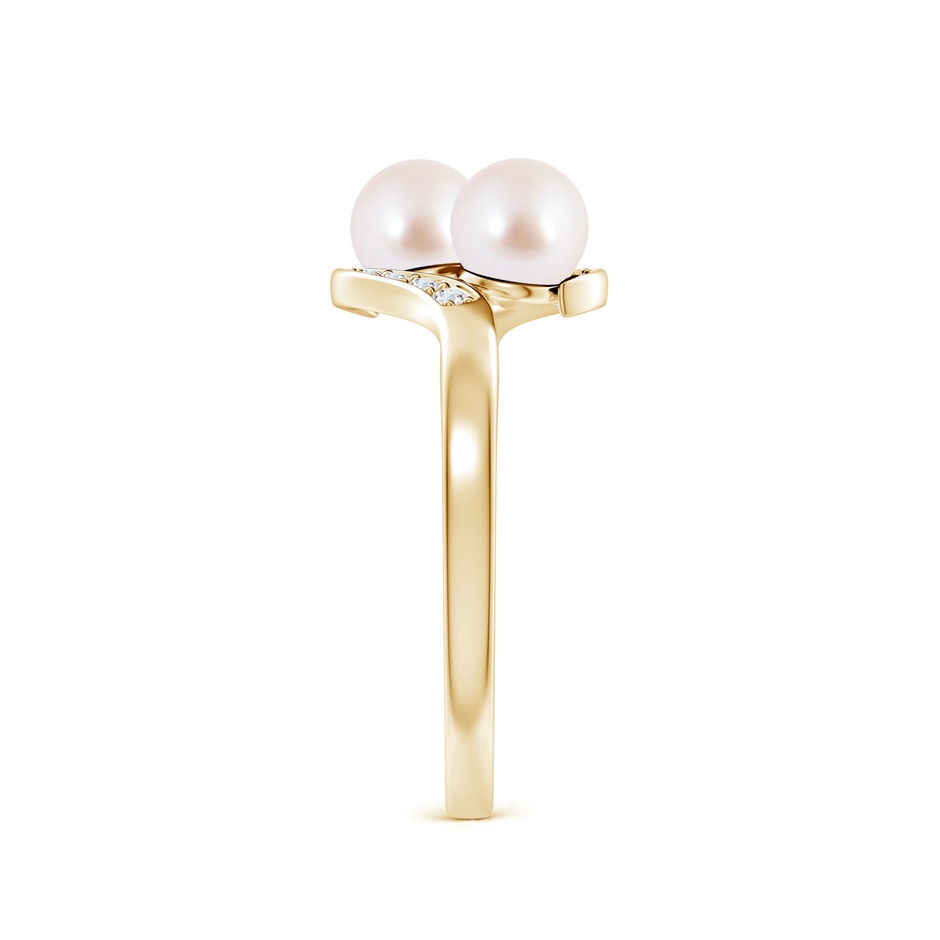 5mm AAA Dual Akoya Cultured Pearl Ring with Diamond Accents in Yellow Gold side 299
