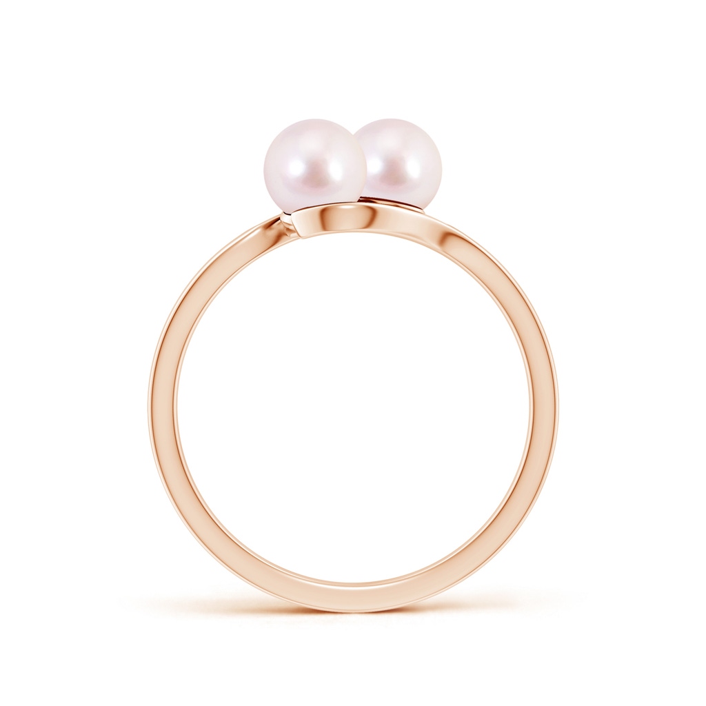 5mm AAAA Dual Akoya Cultured Pearl Ring with Diamond Accents in Rose Gold - side 199