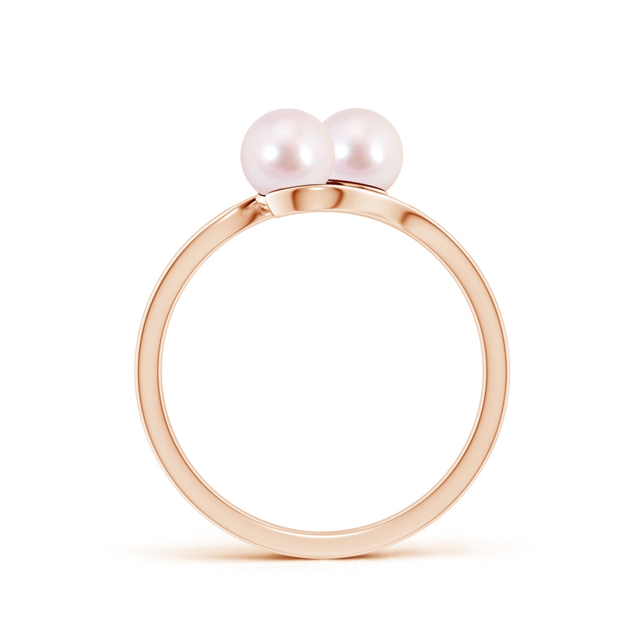 5mm AAAA Dual Akoya Cultured Pearl Ring with Diamond Accents in Rose Gold side 199