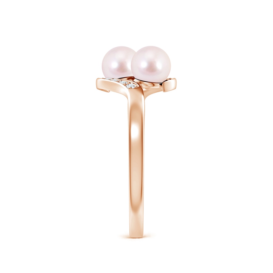 5mm AAAA Dual Akoya Cultured Pearl Ring with Diamond Accents in Rose Gold side 299