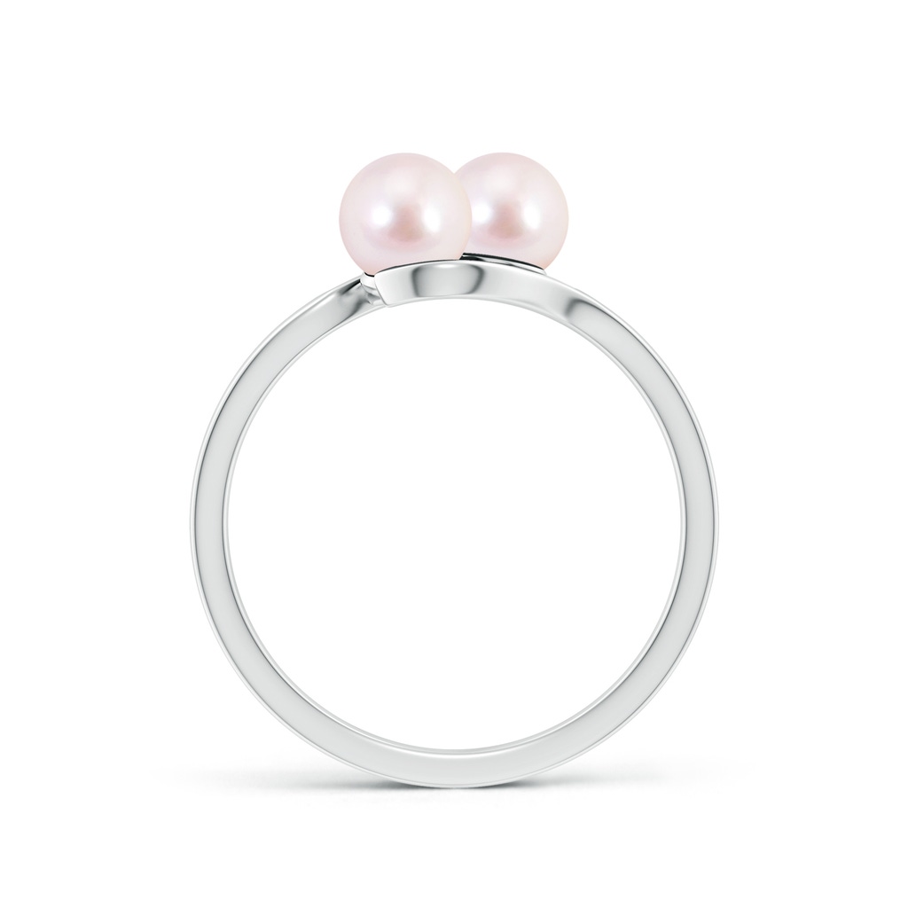 5mm AAAA Dual Akoya Cultured Pearl Ring with Diamond Accents in S999 Silver - side 199