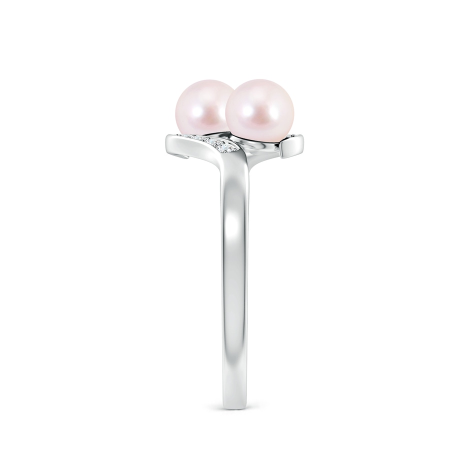 5mm AAAA Dual Akoya Cultured Pearl Ring with Diamond Accents in S999 Silver side 299