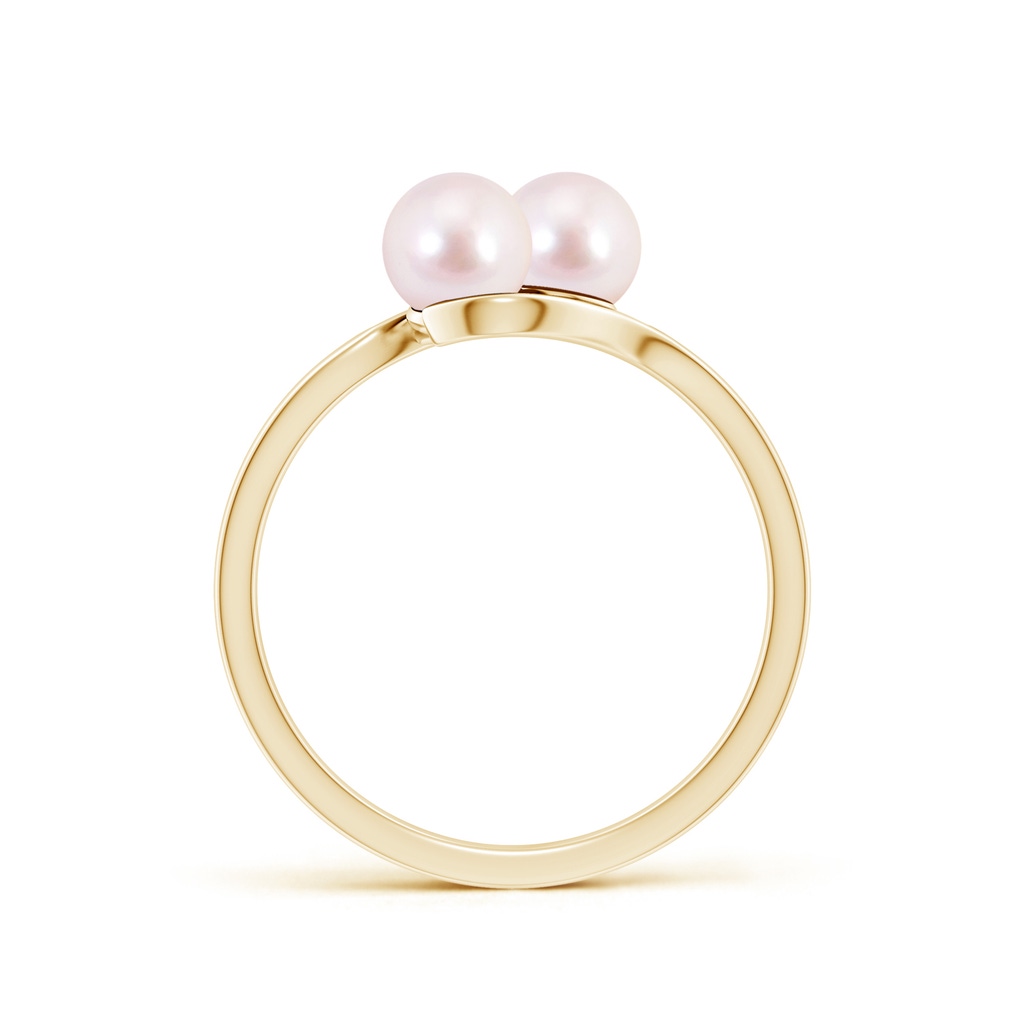 5mm AAAA Dual Akoya Cultured Pearl Ring with Diamond Accents in Yellow Gold - side 199