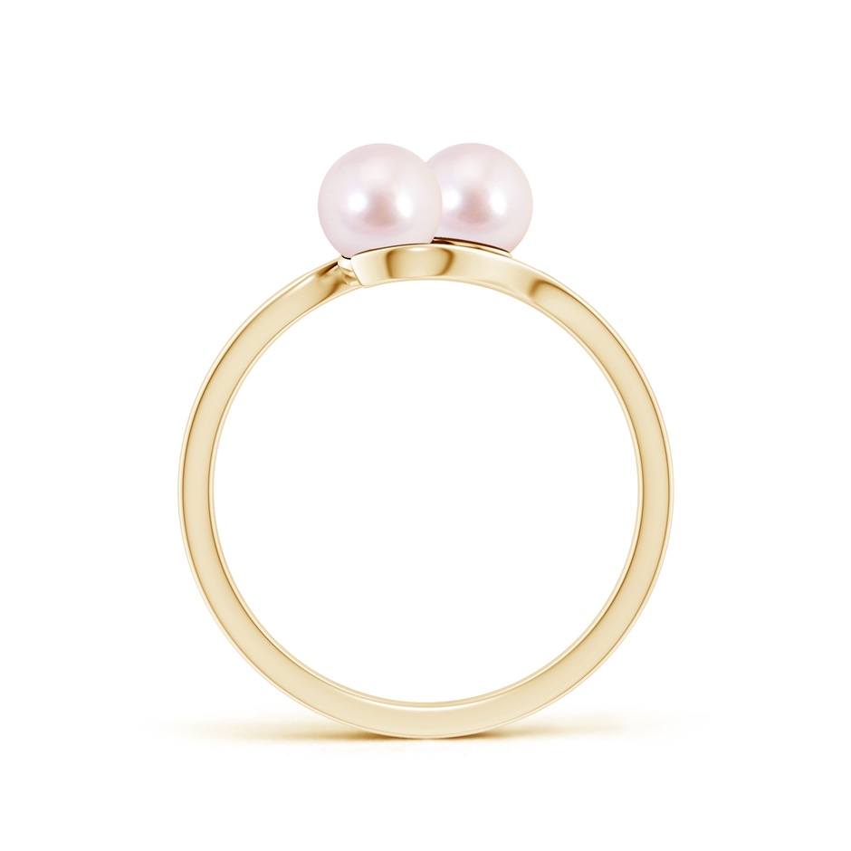5mm AAAA Dual Akoya Cultured Pearl Ring with Diamond Accents in Yellow Gold side 199