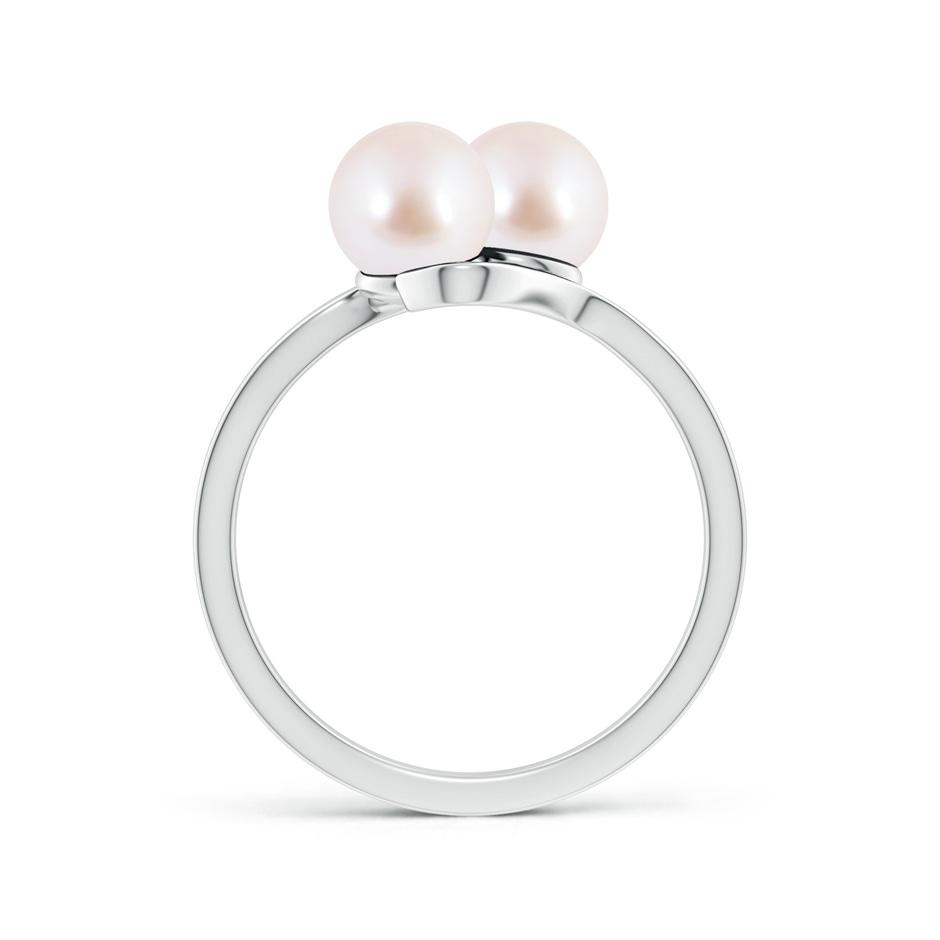 6mm AAA Dual Akoya Cultured Pearl Ring with Diamond Accents in 18K White Gold side 199