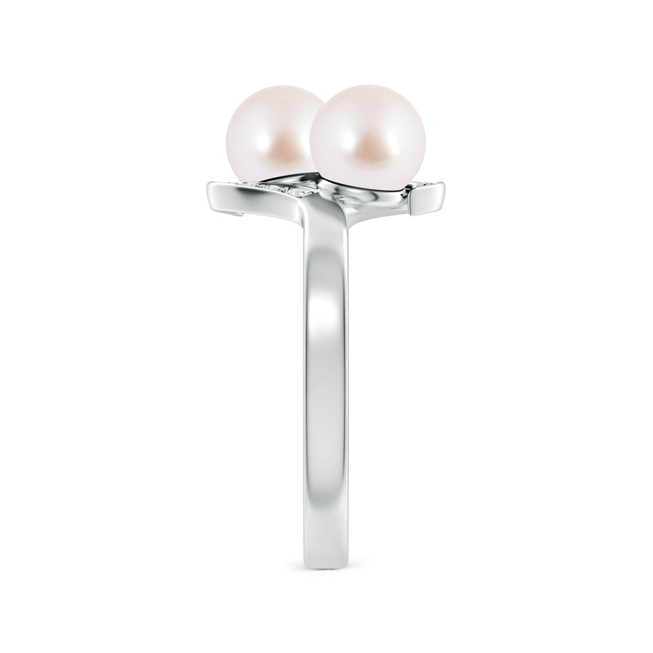 6mm AAA Dual Akoya Cultured Pearl Ring with Diamond Accents in 18K White Gold side 299
