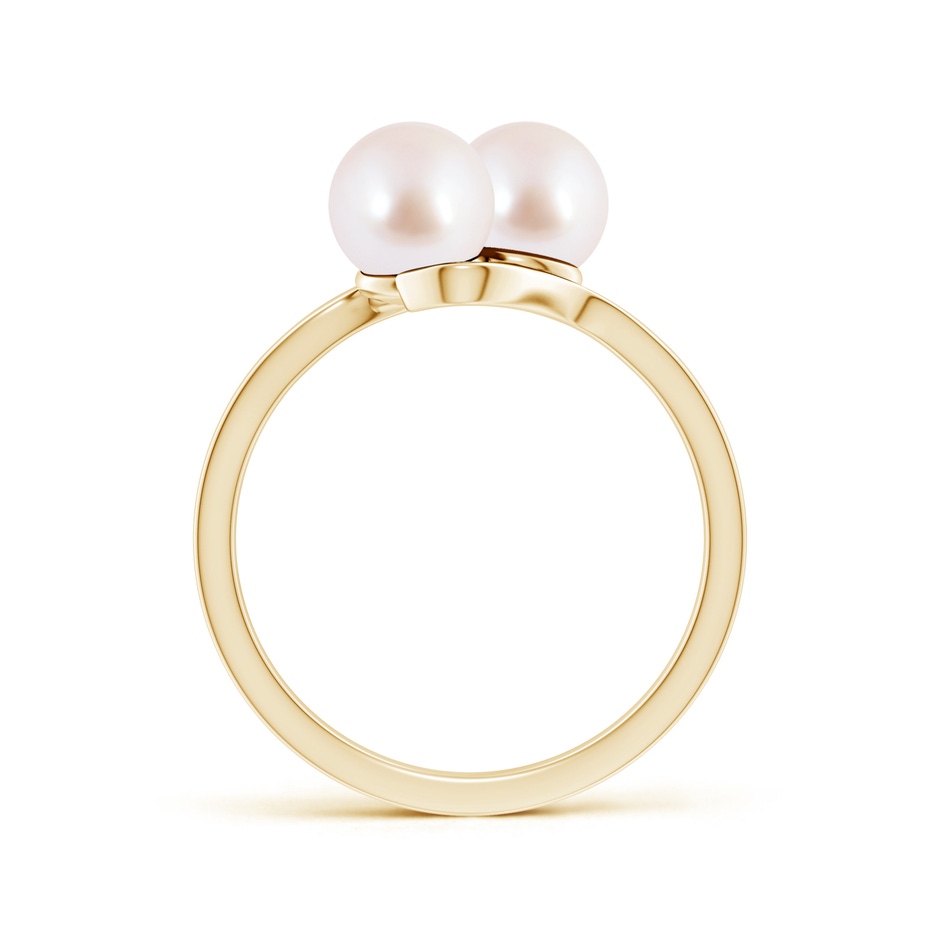 6mm AAA Dual Akoya Cultured Pearl Ring with Diamond Accents in Yellow Gold side 199