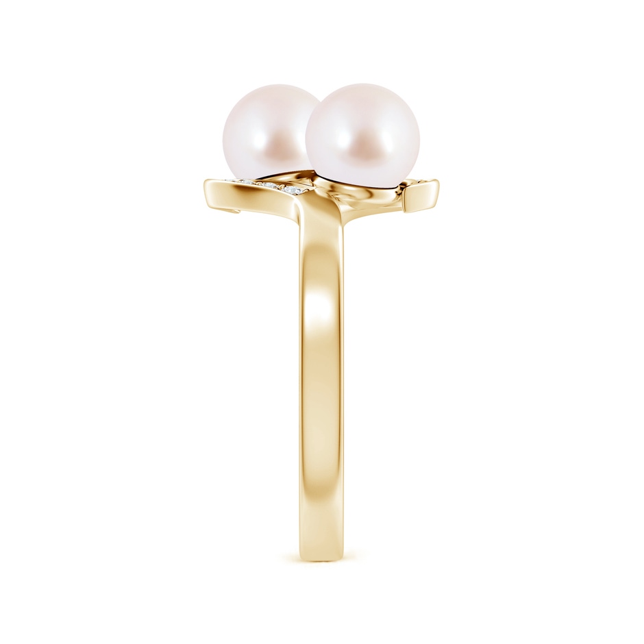 6mm AAA Dual Akoya Cultured Pearl Ring with Diamond Accents in Yellow Gold side 299