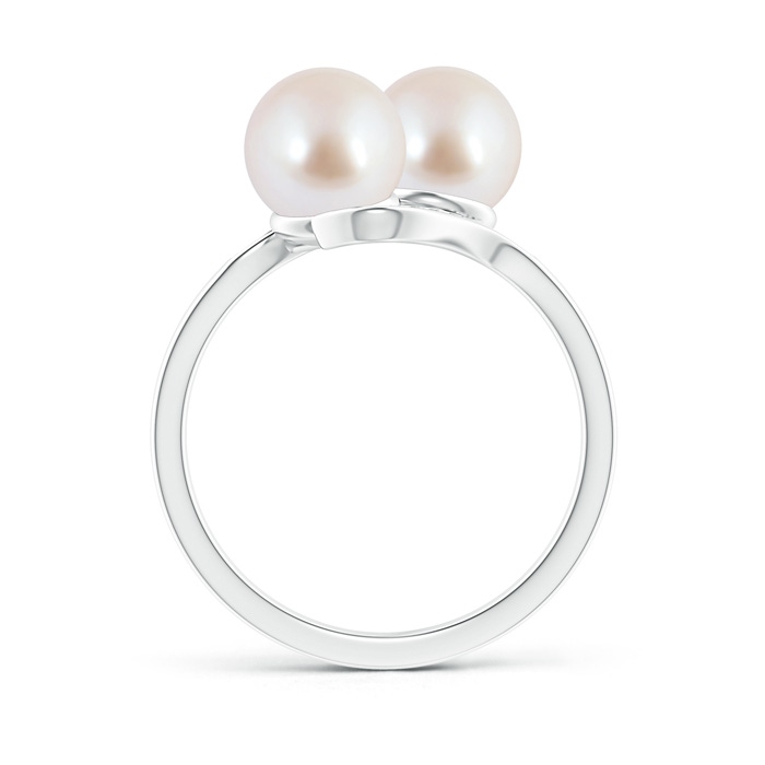 7mm AAA Dual Akoya Cultured Pearl Ring with Diamond Accents in White Gold product image