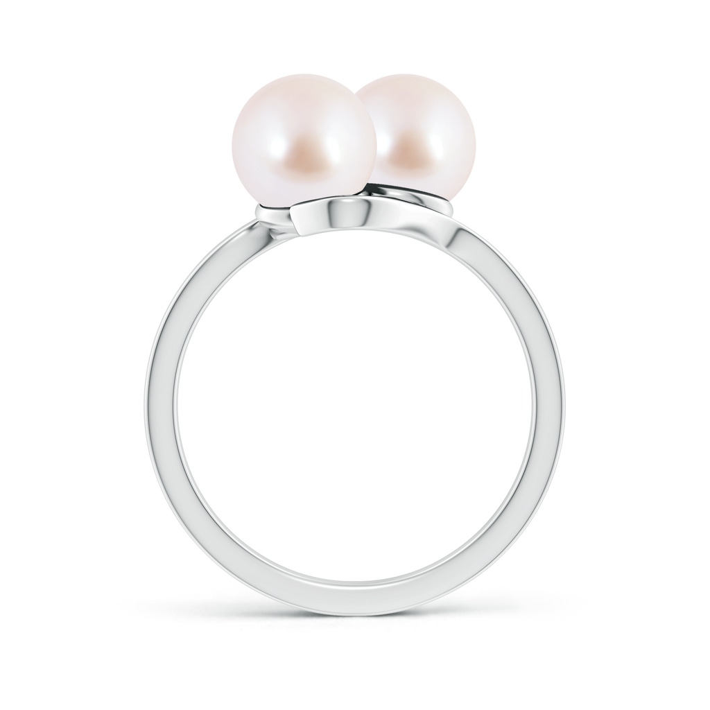 7mm AAA Dual Akoya Cultured Pearl Ring with Diamond Accents in White Gold - side 199