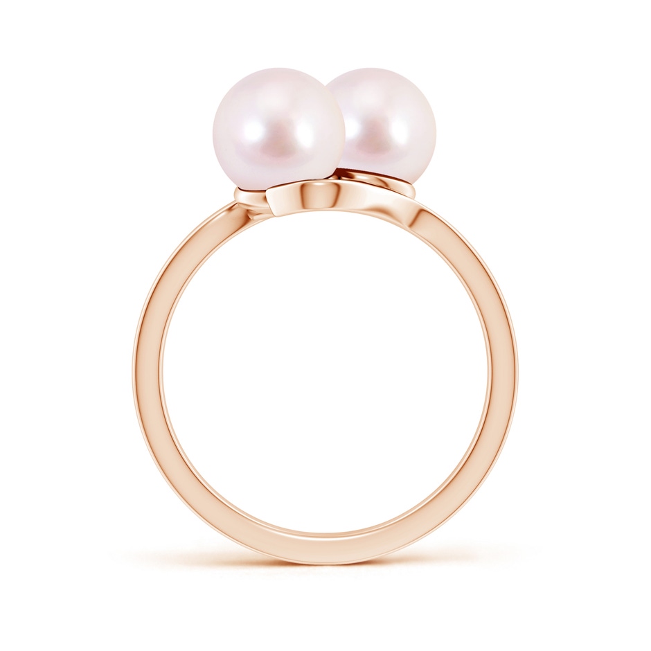 7mm AAAA Dual Akoya Cultured Pearl Ring with Diamond Accents in Rose Gold side 199
