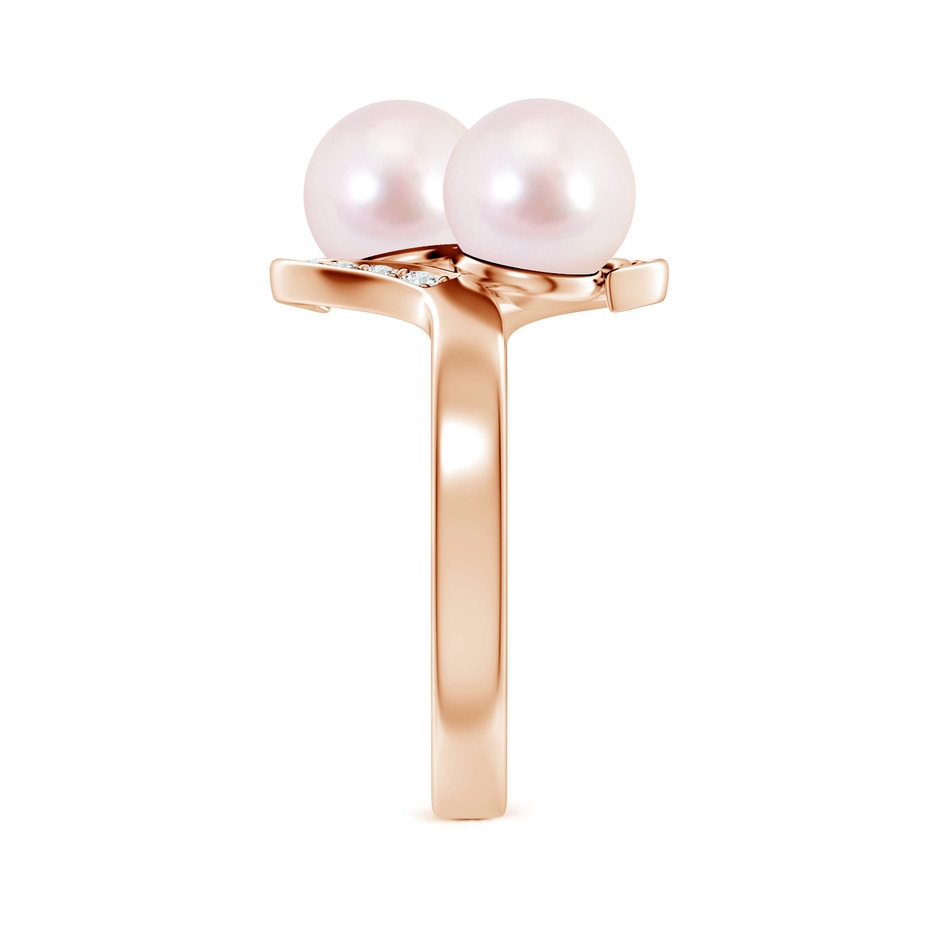 7mm AAAA Dual Akoya Cultured Pearl Ring with Diamond Accents in Rose Gold side 299