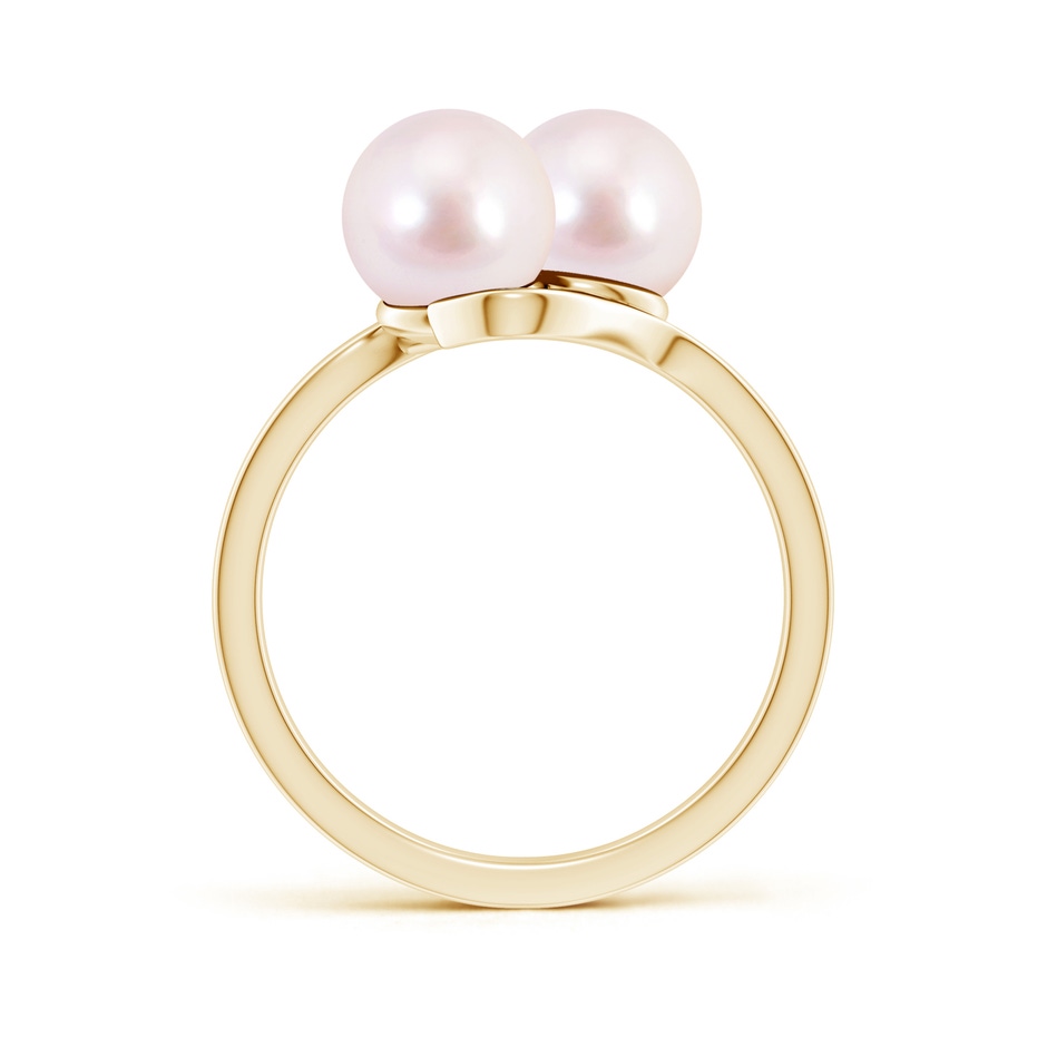 7mm AAAA Dual Akoya Cultured Pearl Ring with Diamond Accents in Yellow Gold side 199
