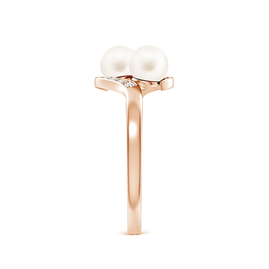 5mm AA Dual Freshwater Pearl Ring with Diamond Accents in Rose Gold side 299