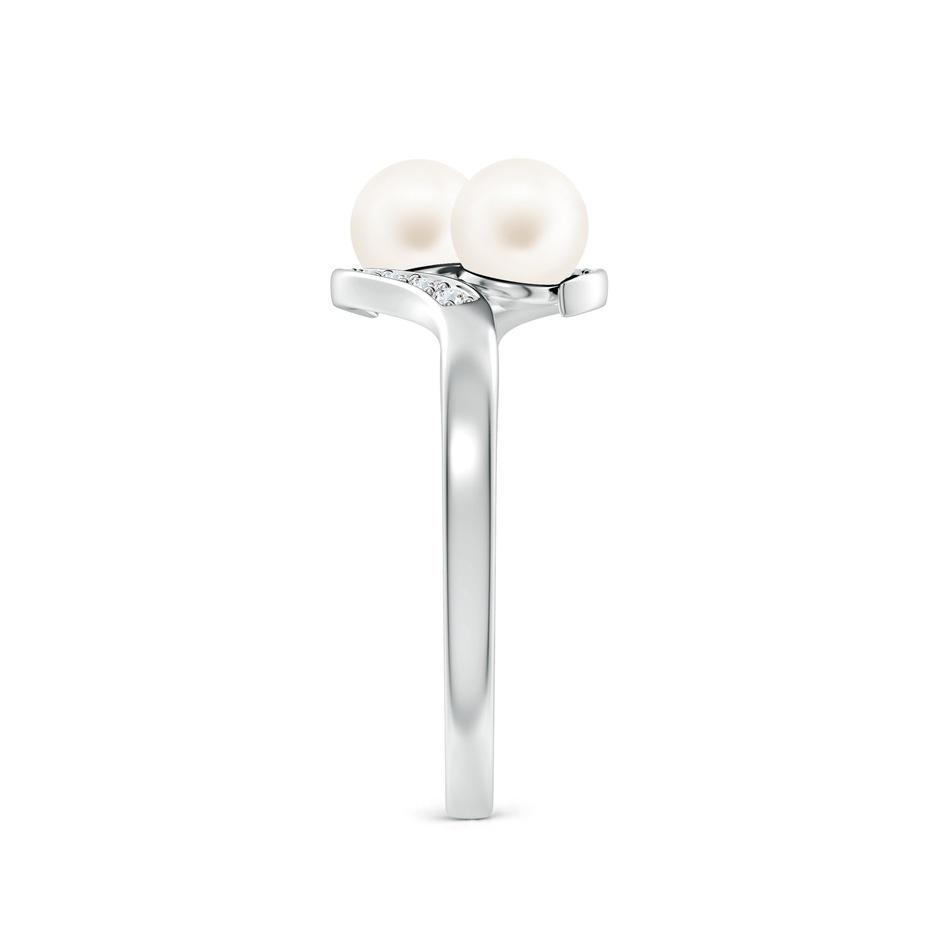 5mm AA Dual Freshwater Pearl Ring with Diamond Accents in S999 Silver side 299