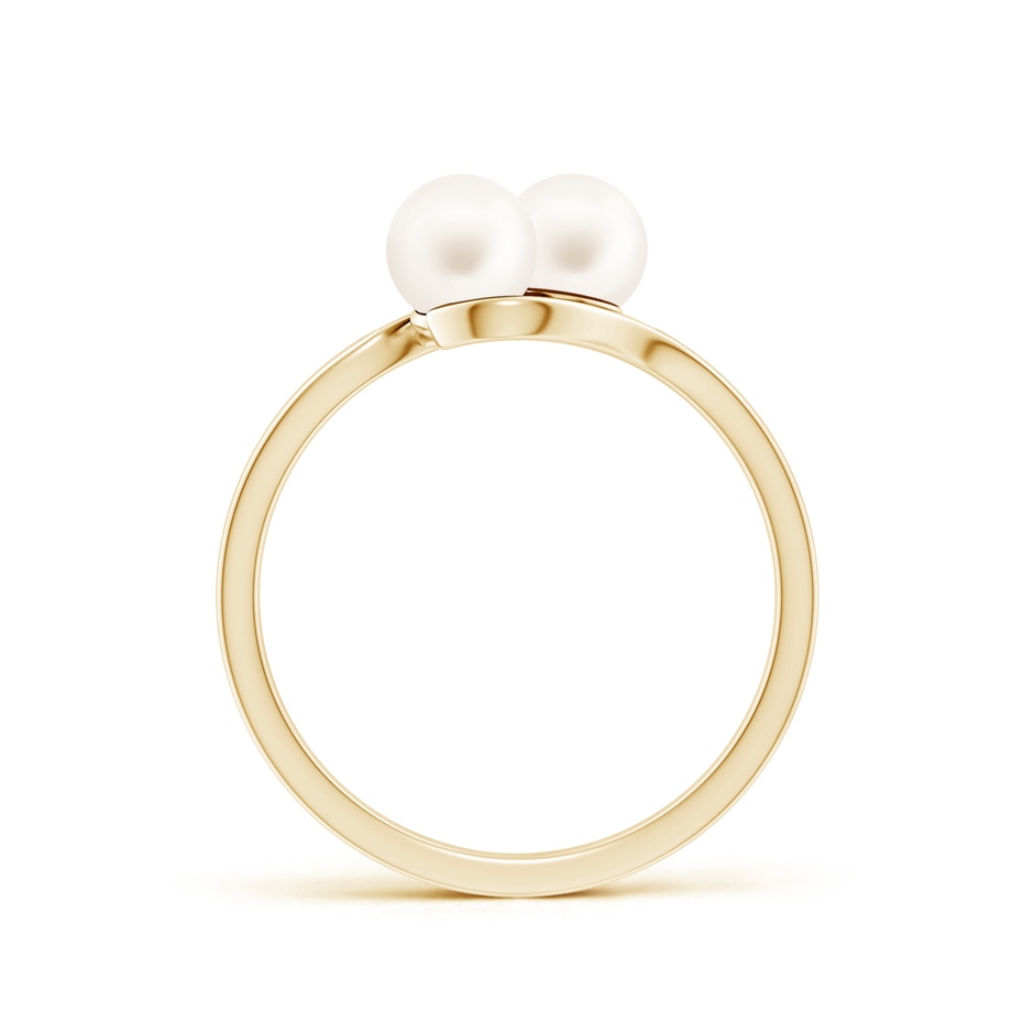 5mm AA Dual Freshwater Pearl Ring with Diamond Accents in Yellow Gold side 199
