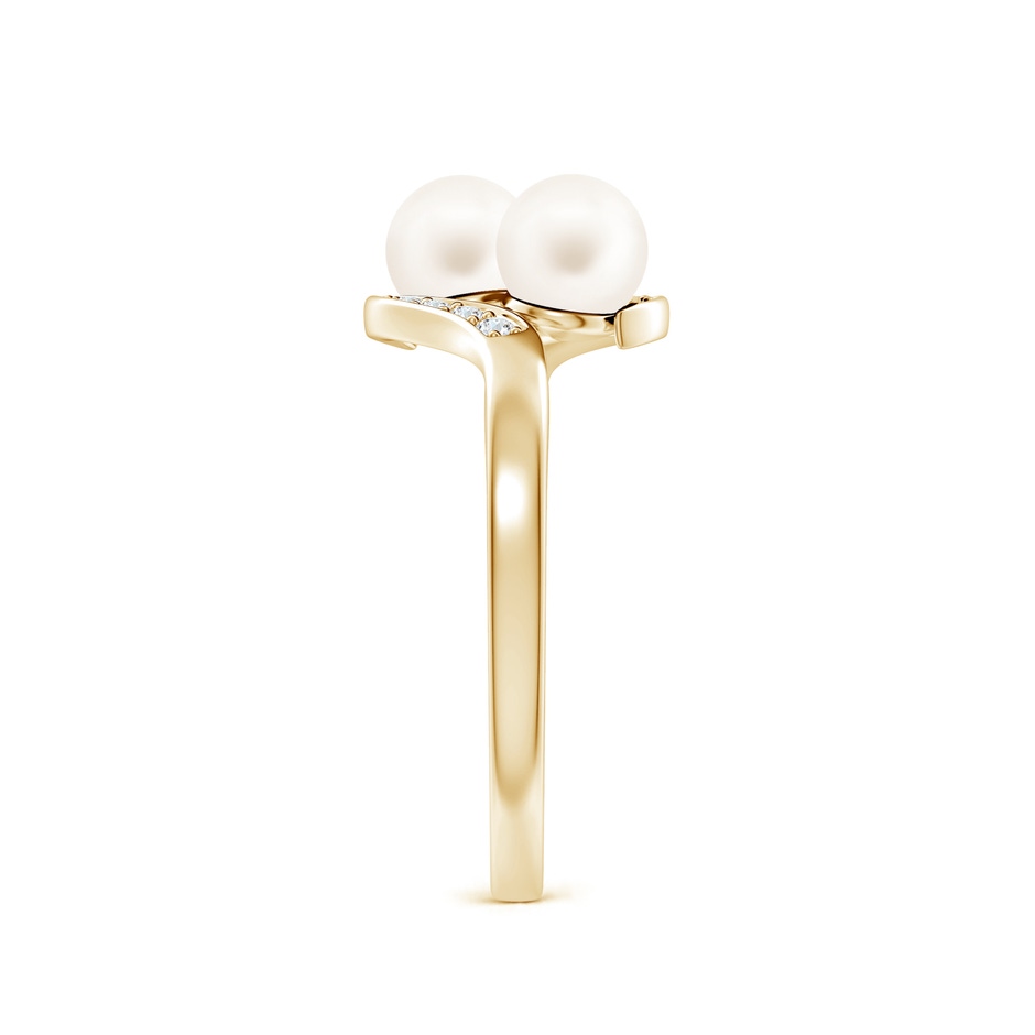5mm AA Dual Freshwater Pearl Ring with Diamond Accents in Yellow Gold side 299
