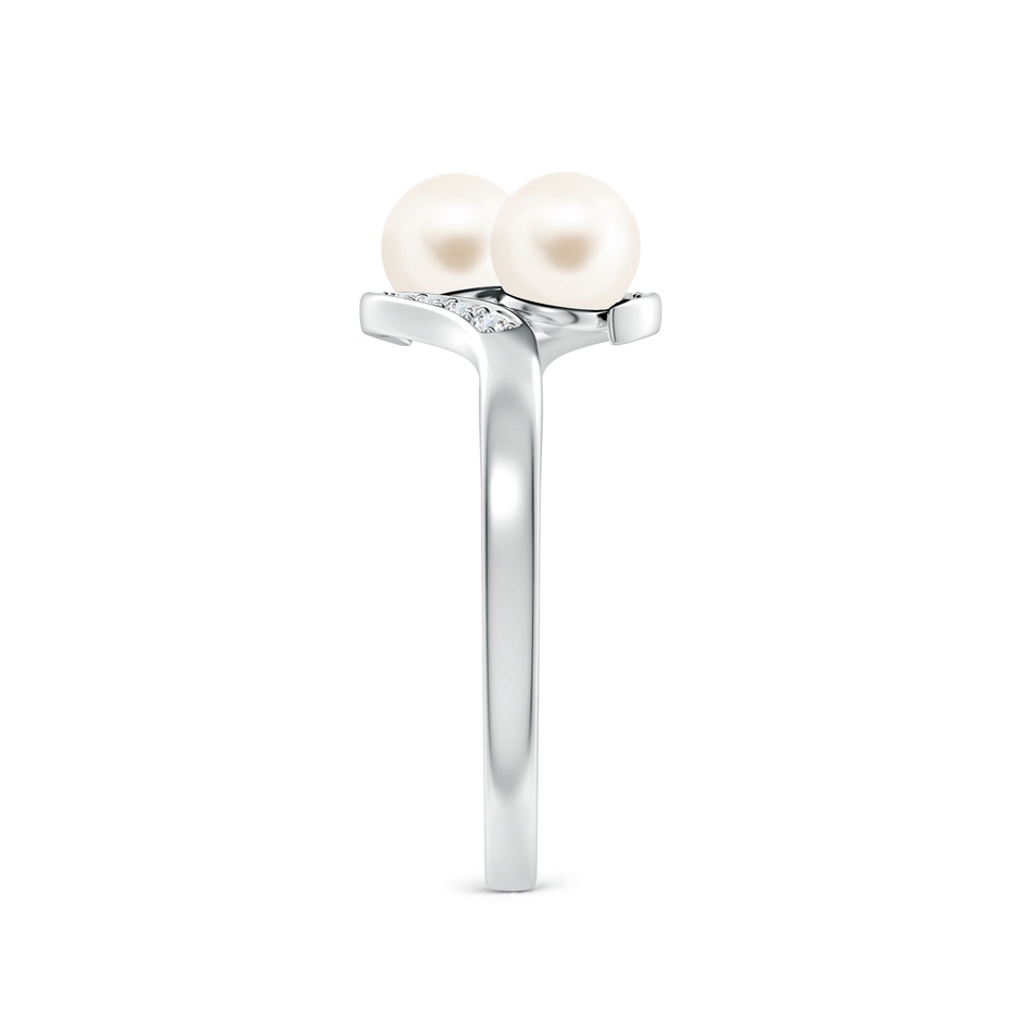 5mm AAA Dual Freshwater Pearl Ring with Diamond Accents in White Gold side 299
