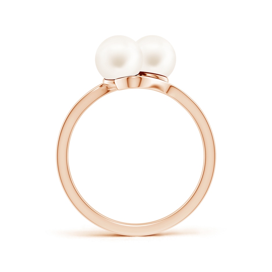 6mm AA Dual Freshwater Pearl Ring with Diamond Accents in 9K Rose Gold side 199
