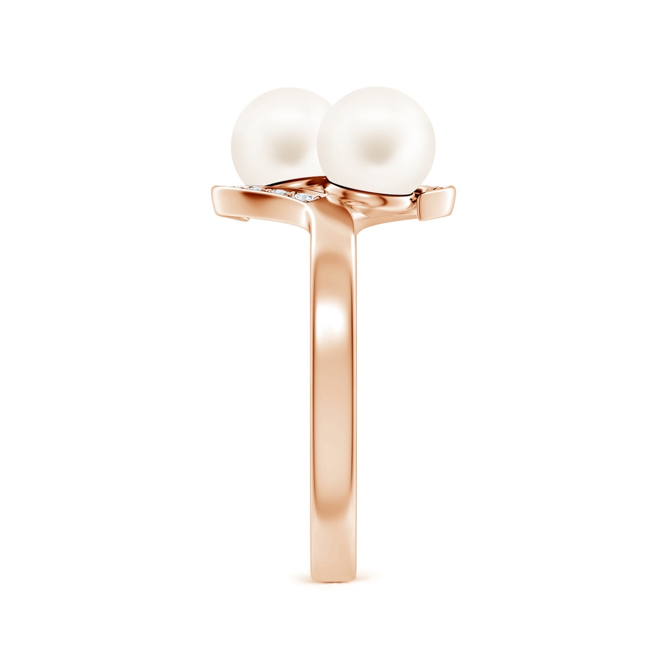 6mm AA Dual Freshwater Pearl Ring with Diamond Accents in 9K Rose Gold side 299