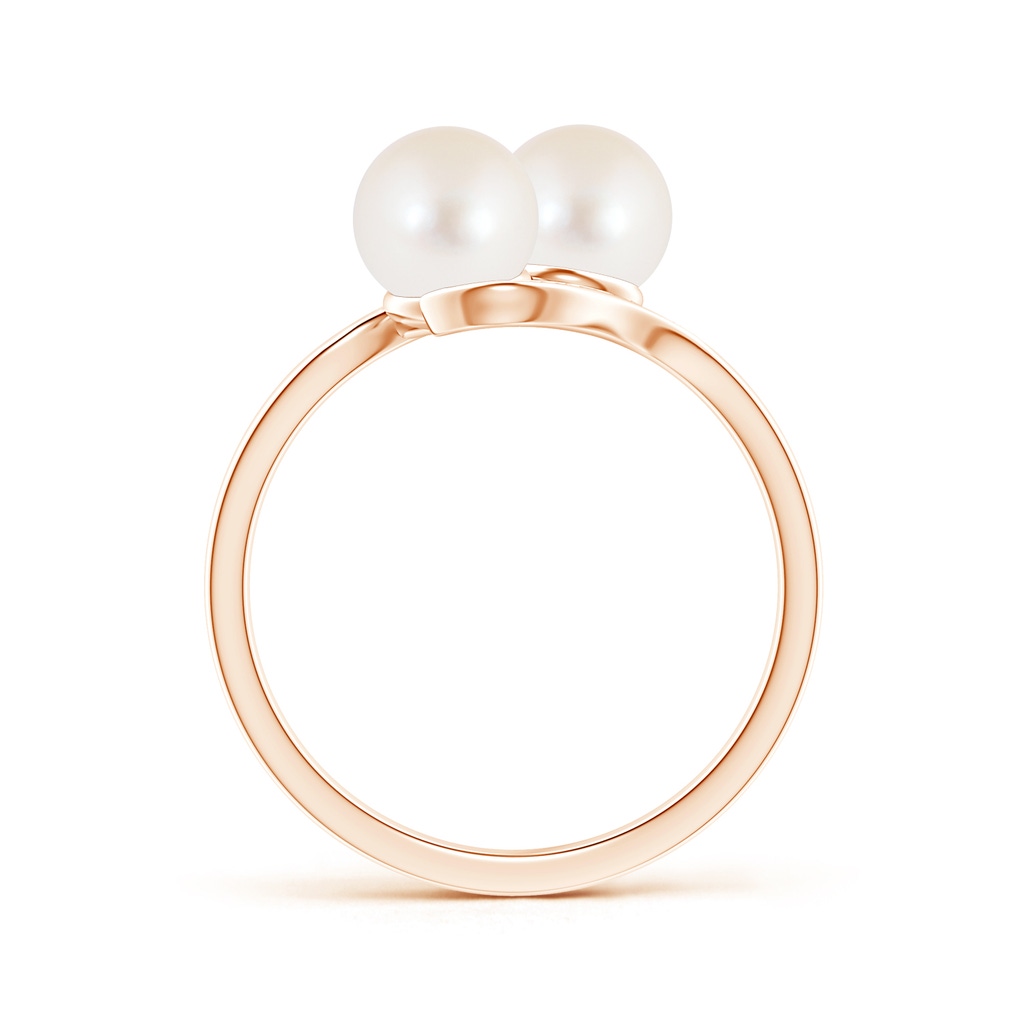 6mm AAA Dual Freshwater Pearl Ring with Diamond Accents in Rose Gold Product Image