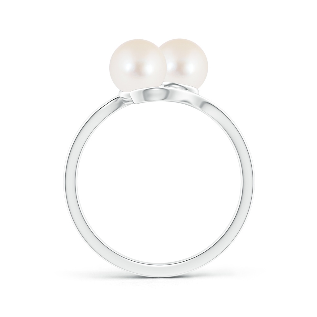 6mm AAA Dual Freshwater Pearl Ring with Diamond Accents in White Gold Product Image