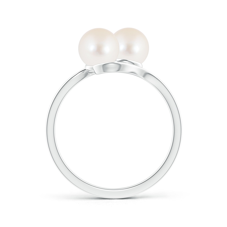 6mm AAA Dual Freshwater Pearl Ring with Diamond Accents in White Gold product image