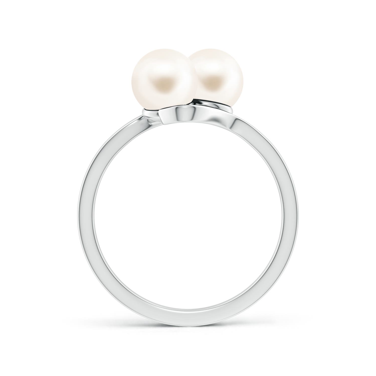 6mm AAA Dual Freshwater Pearl Ring with Diamond Accents in White Gold - side 3