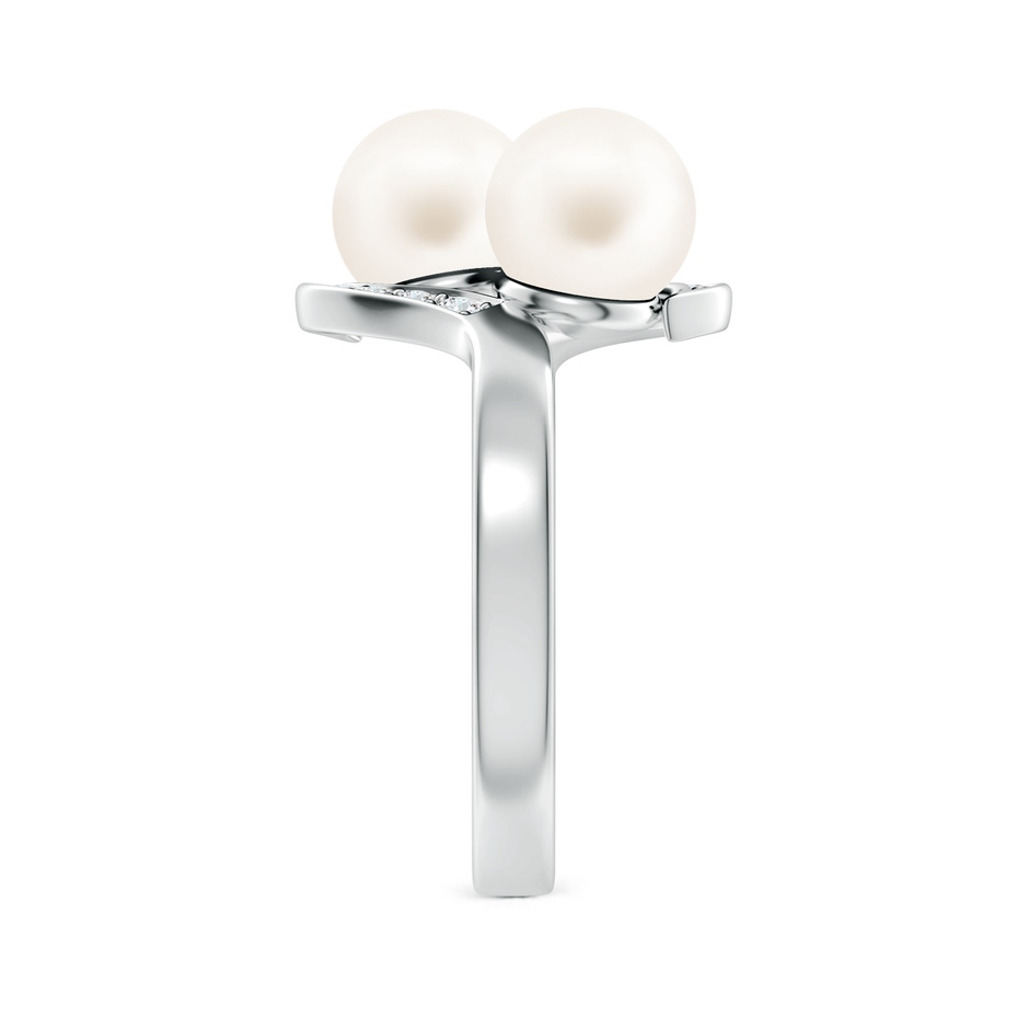 7mm AA Dual Freshwater Pearl Ring with Diamond Accents in S999 Silver side 299