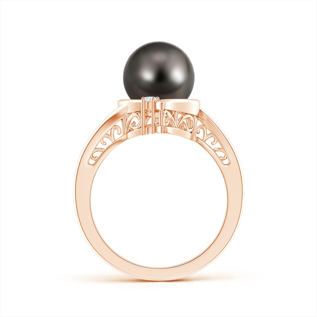 9mm AAA Tahitian Pearl Solitaire Ring with Diamond in Rose Gold Product Image