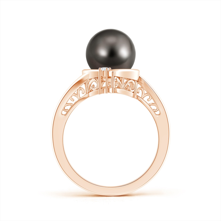 9mm AAA Tahitian Pearl Solitaire Ring with Diamond in Rose Gold product image