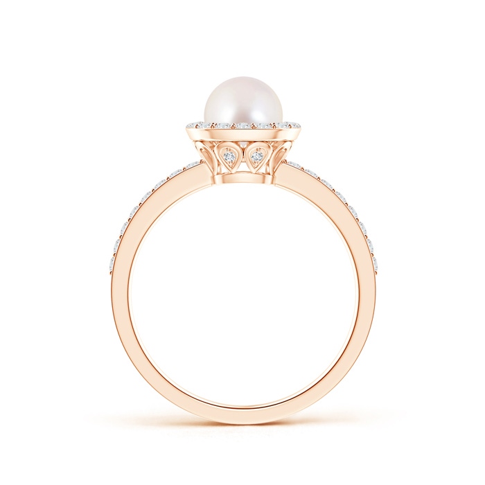 6mm AAAA Vintage Style Japanese Akoya Pearl and Diamond Halo Ring in Rose Gold product image
