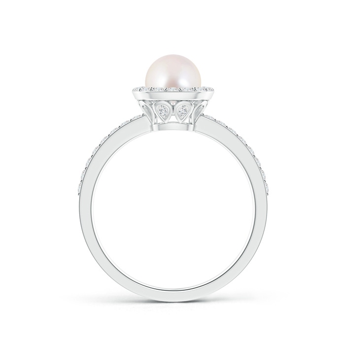 6mm AAAA Vintage Style Japanese Akoya Pearl and Diamond Halo Ring in White Gold product image