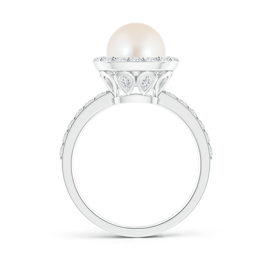 8mm AAA Vintage Style Freshwater Cultured Pearl and Diamond Halo Ring in White Gold product image