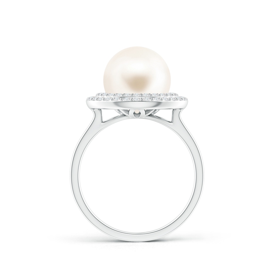 10mm AAA Freshwater Cultured Pearl and Diamond Double Halo Ring in White Gold product image