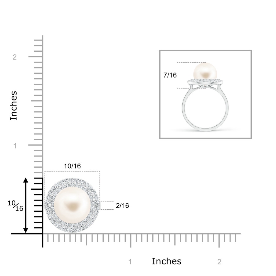 10mm AAA Freshwater Cultured Pearl and Diamond Double Halo Ring in White Gold product image