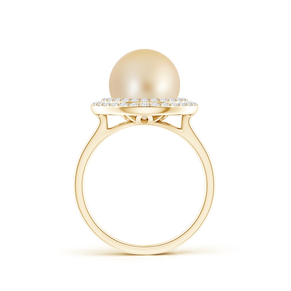 10mm AA Golden South Sea Cultured Pearl and Diamond Double Halo Ring in Yellow Gold product image