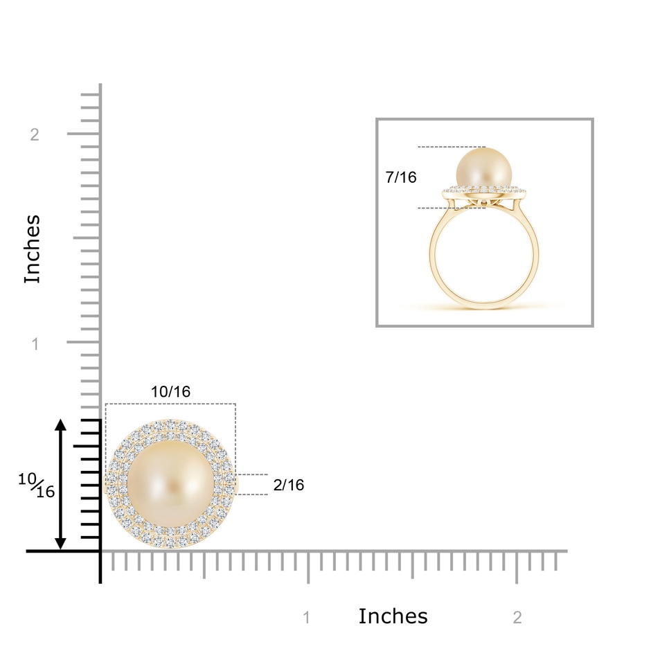 10mm AA Golden South Sea Cultured Pearl and Diamond Double Halo Ring in Yellow Gold product image