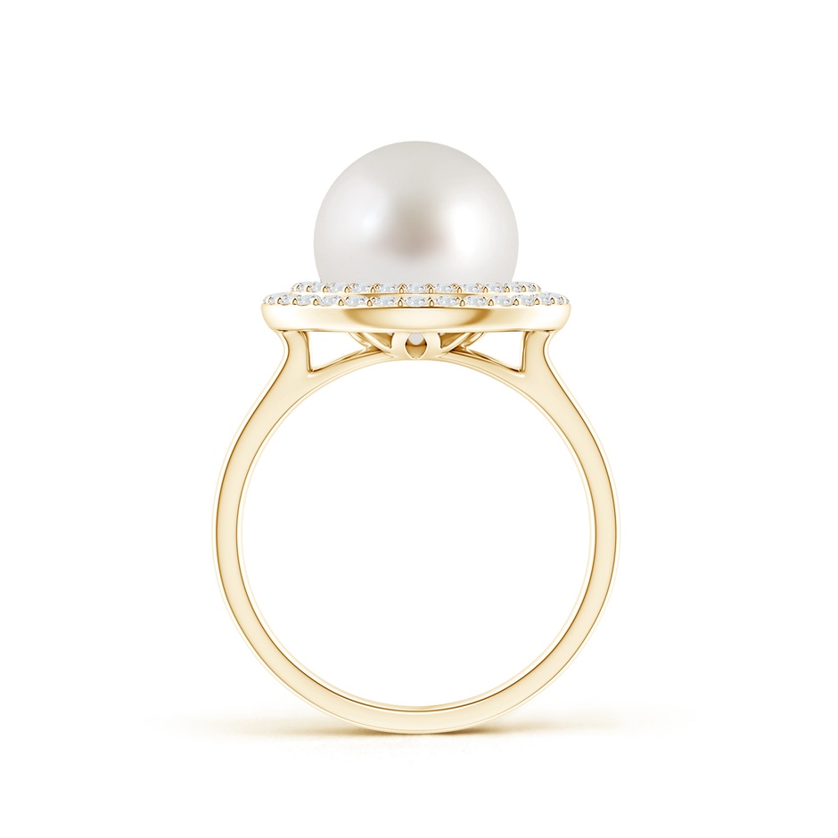 10mm AAA South Sea Cultured Pearl and Diamond Double Halo Ring in Yellow Gold product image