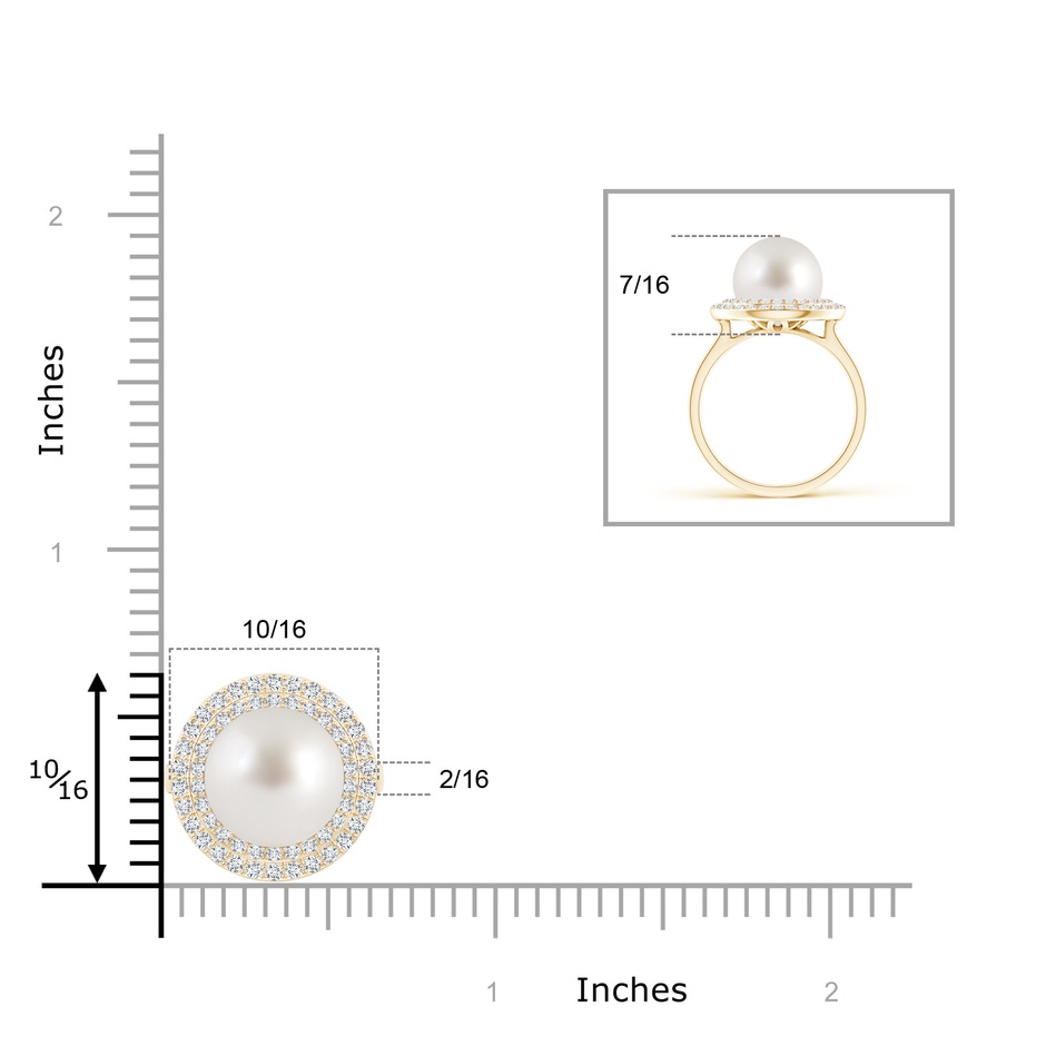 10mm AAA South Sea Cultured Pearl and Diamond Double Halo Ring in Yellow Gold product image