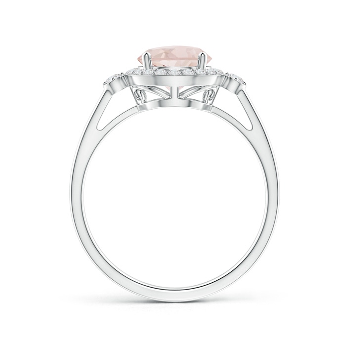 7mm A Classic Prong-Set Round Morganite and Diamond Halo Ring in White Gold side-1