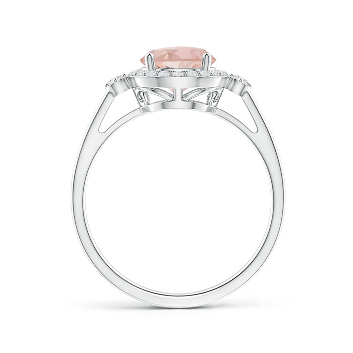 7mm AAAA Classic Prong-Set Round Morganite and Diamond Halo Ring in White Gold side-1