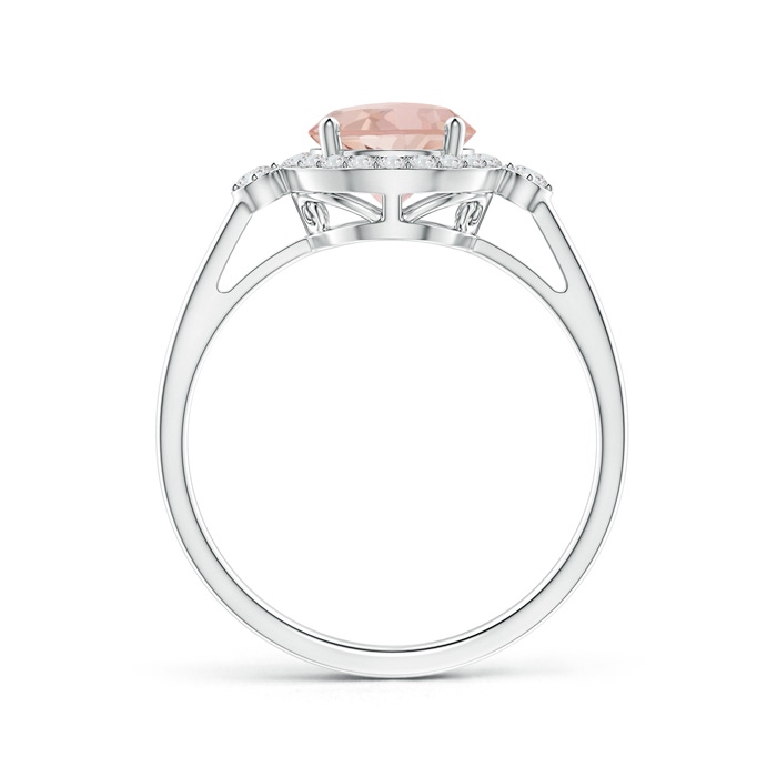 7mm AAAA Classic Prong-Set Round Morganite and Diamond Halo Ring in White Gold Side-1
