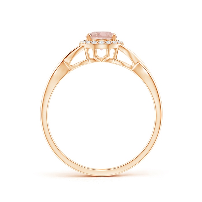 7x5mm AAAA Oval Morganite Infinity Ring with Diamond Halo in Rose Gold product image