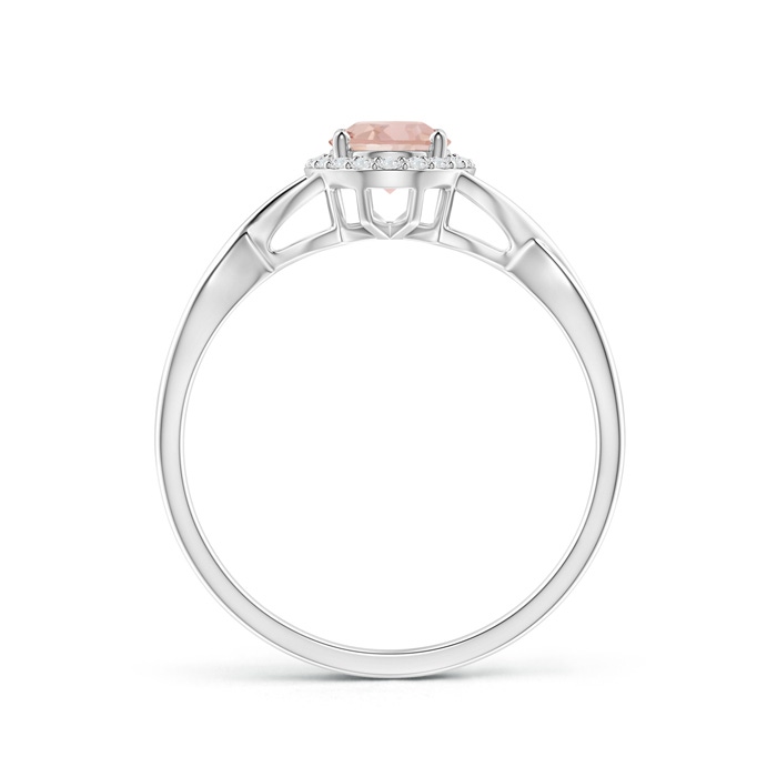 7x5mm AAAA Oval Morganite Infinity Ring with Diamond Halo in White Gold product image