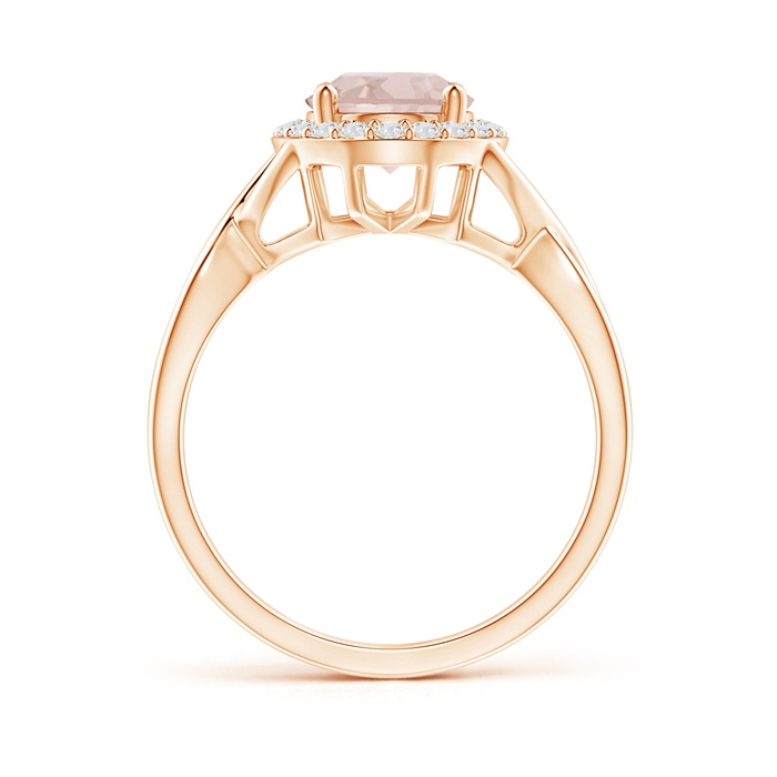 9x7mm A Oval Morganite Infinity Ring with Diamond Halo in Rose Gold product image