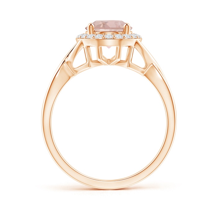 9x7mm AA Oval Morganite Infinity Ring with Diamond Halo in Rose Gold product image