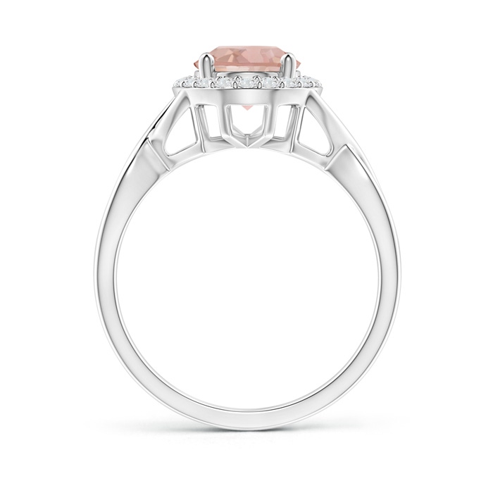 9x7mm AAA Oval Morganite Infinity Ring with Diamond Halo in White Gold product image