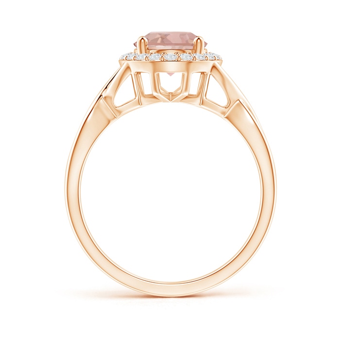 9x7mm AAAA Oval Morganite Infinity Ring with Diamond Halo in Rose Gold product image